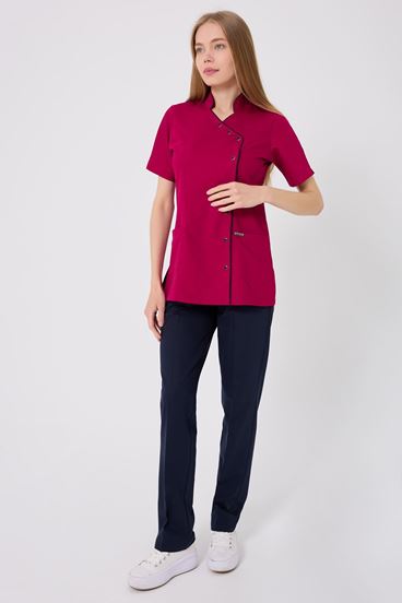 Kruvaze Biyeli Kadın Takım - Fuşya