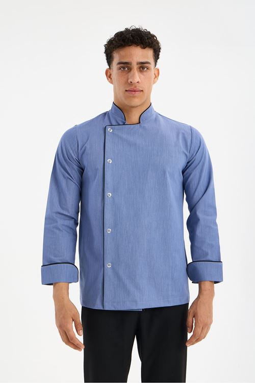 Erkek Chef Üniforma Tek Üst Kot Mavi