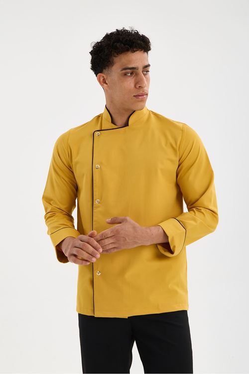 Erkek Chef Üniforma Tek Üst Hardal Sarı