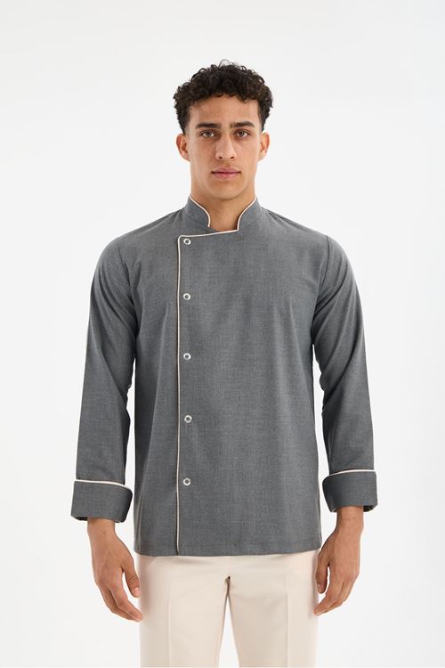 Erkek Chef Üniforma Tek Üst Antrasit Gri