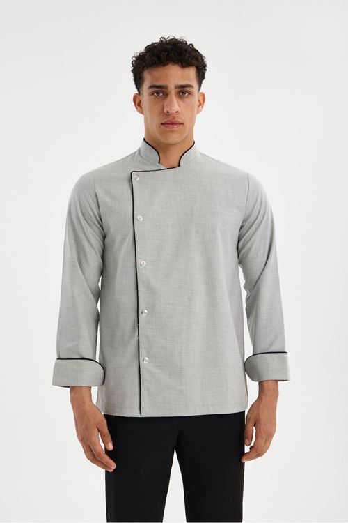 Erkek Chef Üniforma Tek Üst Açık Gri