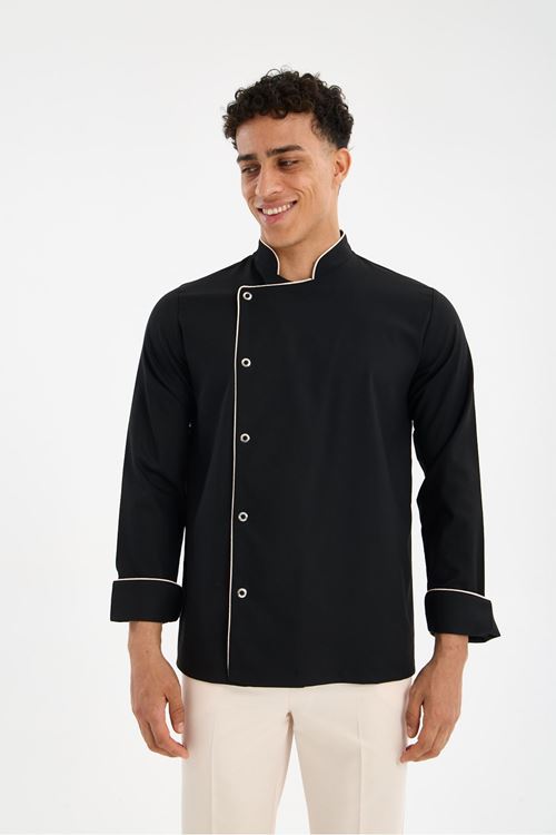 Erkek Chef Üniforma Tek Üst Siyah
