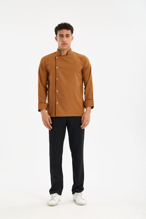 Erkek Chef Üniforma Takım Camel Sarı-Siyah