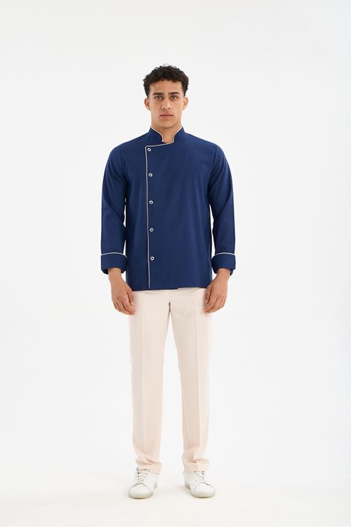 Erkek Chef Üniforma Takım İndigo-Krem