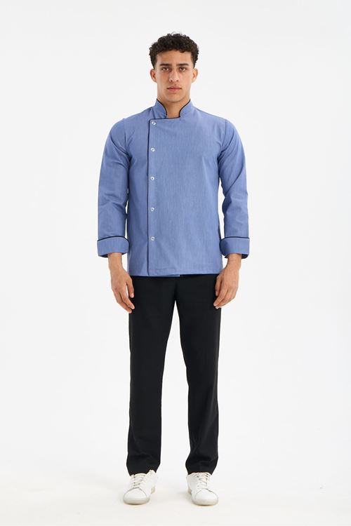 Erkek Chef Üniforma Takım Kot Mavi-Siyah