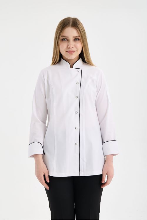 Kadın Chef Üniforma Tek Üst Beyaz