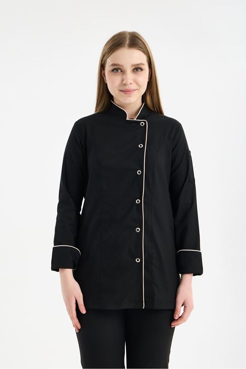 Kadın Chef Üniforma Tek Üst Siyah