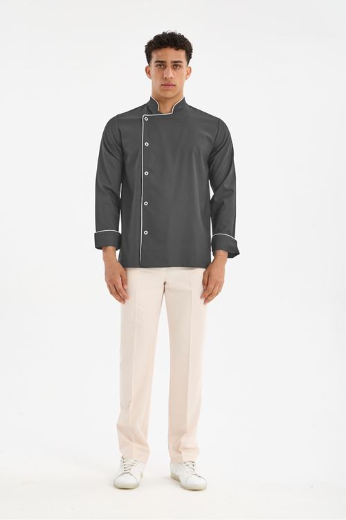 Chef Üniforma Takım Füme Gri-Krem