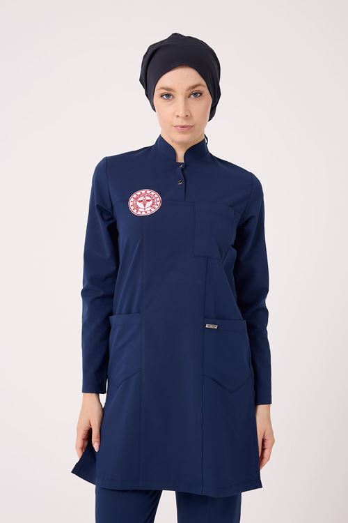  Hemşire Forması Tesettür Tek Üst Patriot Blue