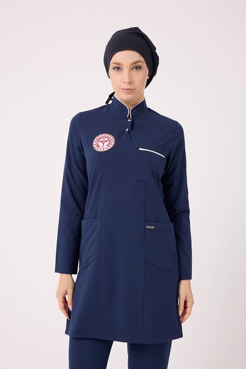 Baş Hemşire Forması Tesettür Tek Üst Patriot Blue