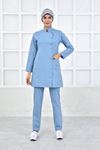 Kare Kruvaze Kadın Tesettür Takım - Bulut Mavi/Alaskan Blue