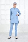 Yarım Hakim Yaka Kadın Tesettür Takım - Bulut Mavi/Alaskan Blue 