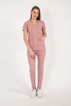 Square Collor Style Kadın Takım - Pudra